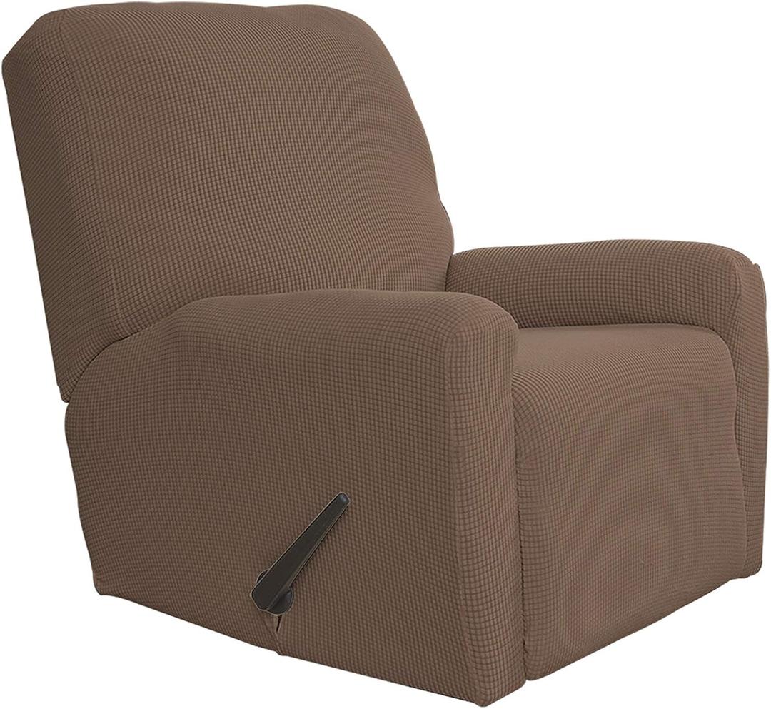 Easy-Going Stretch Recliner Chair Sofa Slipcover Washable Brown
4-pieces Sofa Cover Furniture Protector Couch Soft with Elastic Bottom Spandex Jacquard Fabric Small Checks