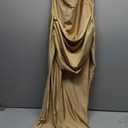 Womens Off Shoulder Sexy V Neck High Split Long Maxi Dress, Formal Cocktail Party Evening Gown Mermaid Dress (Large, Single Shoulder - Gold Brown)