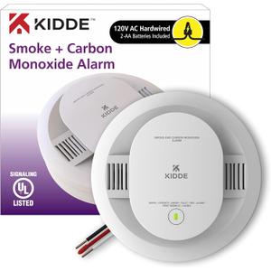 Kidde Hardwired Smoke & Carbon Monoxide Detector, AA Battery Backup, Interconnectable, LED Warning Light Indicators (1 Pack)