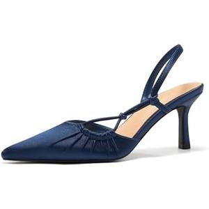 GotSoft Womens Slingback Kitten Heels Closed Pointed Toe Backless Pumps Wedding Dress Shoes, Size 9