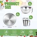 Sunnyray 6 Sets Stainless Steel Plates Bowls and Cups Metal Camping Stainless Steel Dinnerware for Serving Reusable Double Walled Insulated Plates Bowls and Cups for Rice Ice Cream