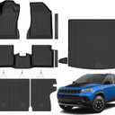 Floor Mats Custom Fit for Jeep Compass 2017-2025 2026 Trunk Mat with Backrest Mat All Weather TPE Rubber Cargo Liner Anti-Slip Full Set for Compass Accessories (Trunk Mat+Backrest Mats+Floor Mats)
