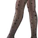 Women fishnet tights black fishnet stockings for women star patterned tights leggings (Black)