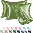 MR&HM Satin Pillowcase for Hair and Skin, Silk Satin Pillowcase 2 Pack, Queen Size Pillow Cases Set of 2, Silky Pillow Cover with Envelope Closure (20x30, Sage)