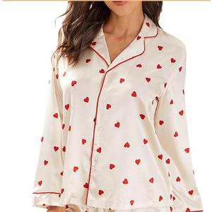 Yiulangde Womens Bow Tie Pajamas Shorts Holiday Pjs Set Long Sleeve Button Up Shirt Ruffle , L