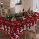XCHI Red Winter Snowman Snowflakes Christmas Tablecloth Rectangle Table Cloth Washable Table Covers for Indoor Dining Home Party Xmas Decorations 52x70 Inch