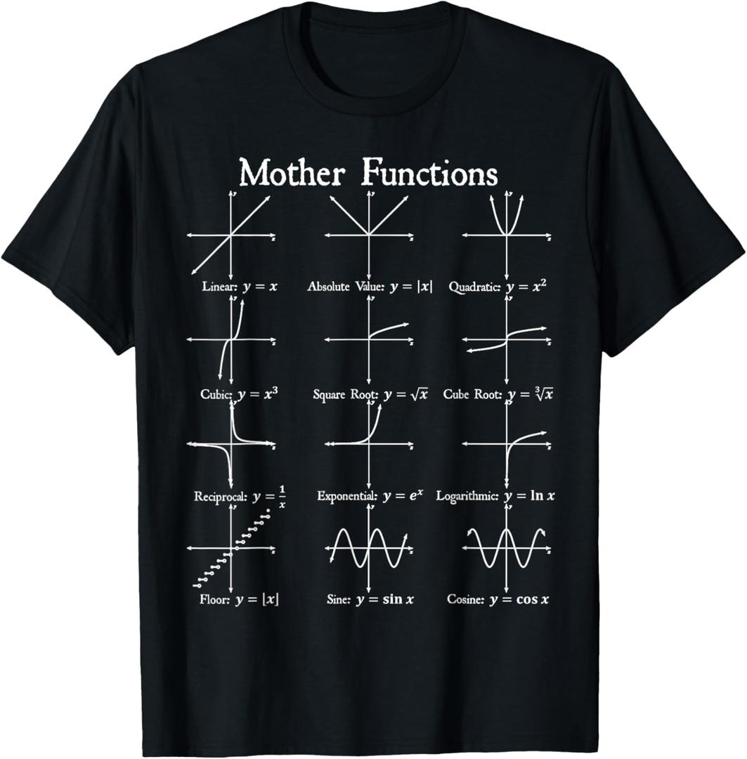 Funny Nerdy Mother Functions Algebra Precalc Math Teacher Wt T-Shirt, S