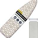 Ironing Board Cover and Pad 15X54 - Extra Thick Natural Cotton, Scorch & Stain-Resistant Padding, Standard Size Iron Board Cover with Metal Fasteners Heavy Duty Elastic Edge, Heatproof (Mocha Scroll)
