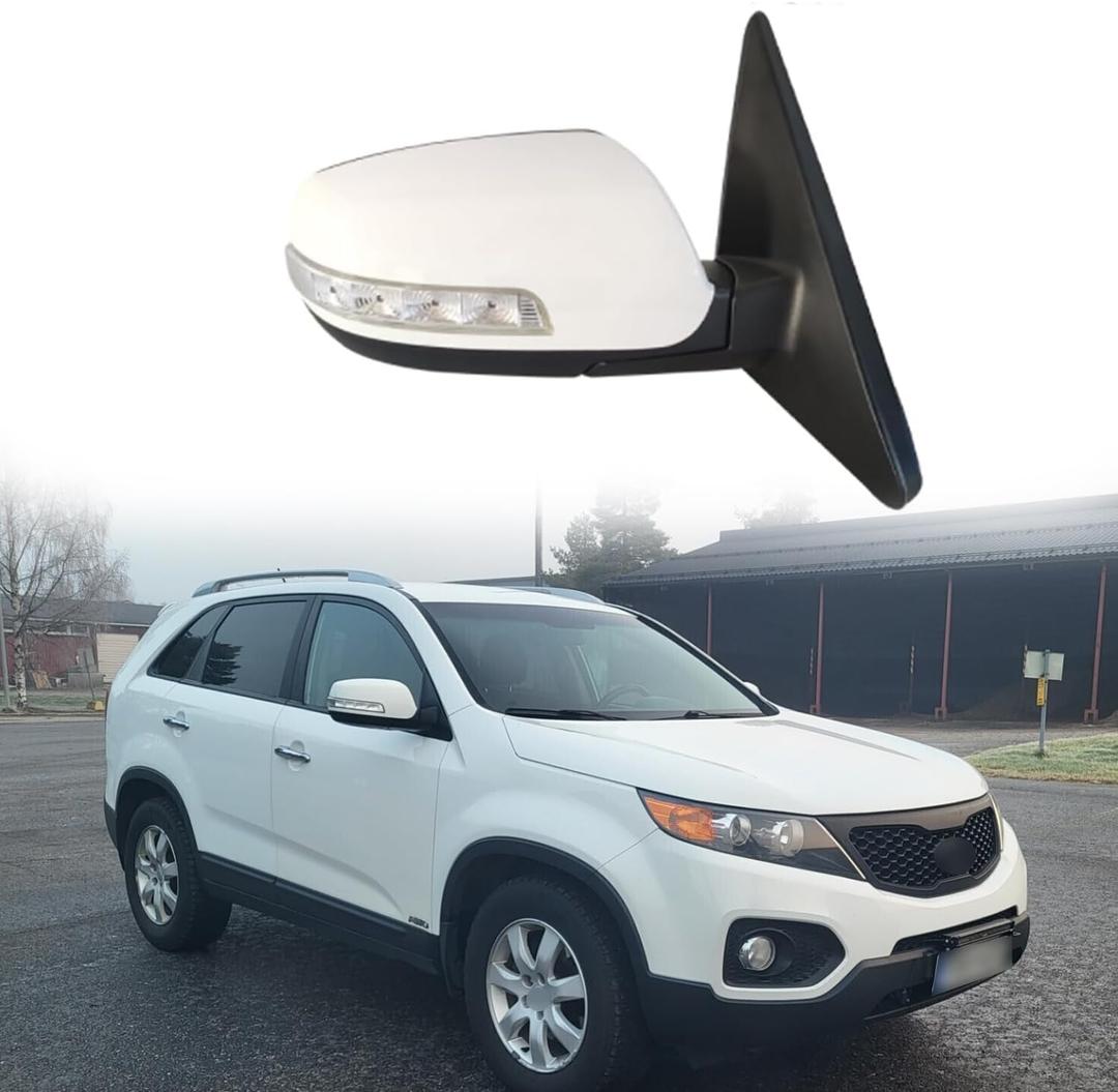 Passenger Side Door Mirrors Fit for 2009-2014 KIA Sorento Car Rear View Mirror Accessories Side Mirror Replacement Turn Signal Light, Electric Folding, Heating (White-Right)