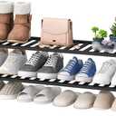 viewcare Black Shoe Rack, 2-Tier Long Shoe Rack for Entryway, Bamboo Wood Shoe Shelf for Closet & Hallway, Long 33IN | Beautiful | Functional | Sturdy | Durable