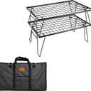 camping moon Foldable Multipurpose Stacking Storage Rack, Steel Plating Black