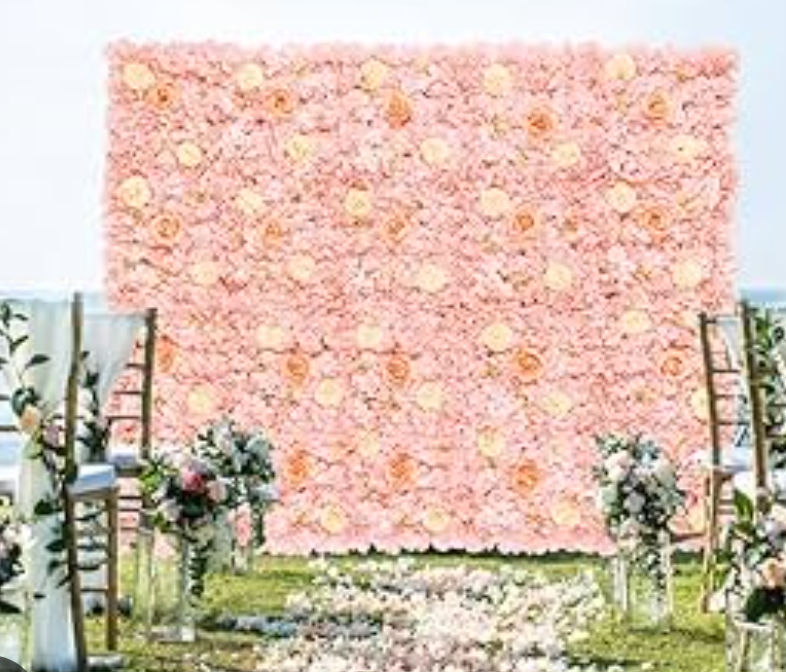 Flower Wall Panel Wedding Backdrop: 7.5ftx5ft Peach Artificial Floral Backdrop Wall Panels Rose Background for Party Baby Bridal Shower Decoration