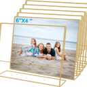 4x6 Gold Picture Frames, Clear Frameless Horizontal Picture Frames, 6 Pack Acrylic Self Standing Photo Frames for Wedding Table Numbers, Restaurant Signs, Photos and Art Display