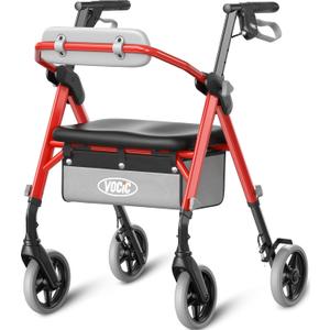 VOVCIC Walkers for Seniors, Z11 Rollator Walker with Seat, Max 380 lbs, Avant Walkers with Ergo Seat & Backrest, Foldable Rollator Adjustable Height, All Terrain Walker, Lightweight