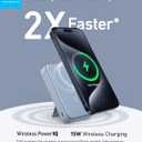 Anker MagGo Power Bank, Qi2 Certified 15W Ultra-Fast MagSafe-Compatible Portable Charger, 10,000mAh Battery Pack with Smart Display & Foldable Stand, For iPhone 16/15/14/13 Only (USB-C Cable Included) (Blue)