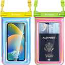 [Up to 8.5"] Waterproof Phone Pouch Floating - 2 Pack Waterproof Phone Case for Beach Vacation Essentials, IPX8 Underwater Cellphone Holder with Lanyard for iPhone 16 15 Pro Max, Galaxy S24 23 Ultra ([Holographic Color] 2Pack)