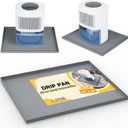 Dehumidifier Drip Pan for Leaks, 16'' x 12'' Dehumidifier Mat with Raised Edge, Non-Slip Waterproof Drip Pan for Dehumidifiers, Prevent Water Leakage and Floor Damage, Gray