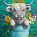 Great Jigsaw Puzzles for Adults 300 Pieces Farmhouse Highland Cow with Flowers Puzzles for Adults Toys Gift Family Decoration Kids Puzzle, 15"x10"-300PCS