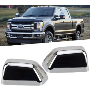 Chrome Exterior Door Top Half Tow Mirror Cap Cover for Ford Super Duty 2017-2025 F250 F350 2017-2022 F450 F550 Snap-on Towing Accessories (Chrome)