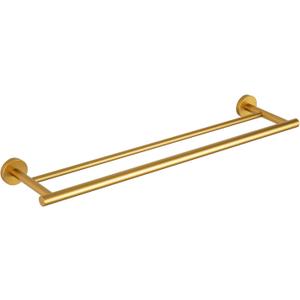 GERZWY Bathroom Double Towel Bar 24-Inch Gold Stainless Steel Modern Round Style Bath Hand Towel Rack Wall Mount