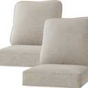 Outdoor Deep Seat Patio Cushions Set of 2, 24 x 24 Outdoor Cushions Waterproof & Fade Resistant Patio Furniture Replacment Cushions with Removable Cover (Beige)