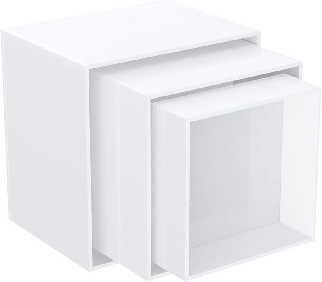 Versatile Acrylics Display Cubes Prganizers Set Portable For Sweets Cosmetics And Figurines Easy Assembly Daily Use (White-three piece set)