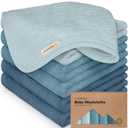 6-Pack Baby Washcloths - Soft Absorbent Viscose from Bamboo Wash Cloths for Babies, Kids, Toddlers, Infant, Newborn Bath Towels, Gentle on Sensitive Skin, 10x10 Reusable Face Towels (Depths)
