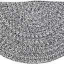 Super Area Rugs Farmhouse Braided Rug Cotton Kitchen Reversible Carpet Black & White, 20" X 40" Half Circle (1'8" x 3'4" (Semicircular))