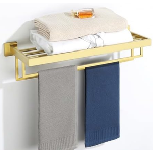 Alise 24 Inch Towel Racks for Bathroom, Towel Rack Wall Mounted with Double Towel Bars, SUS 304 Stainless Steel Towel Shelf, Heavy Duty Hand Towel Holder(Gold Finish)