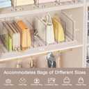 Criusia Adjustable Closet Purse Organizer Rack 28.8" Extra-Long Shelf Divider with 6 Base Panels & 8 Dividers Non-Slip Handbag Holder for Bags, Clothes, Kitchen, Office
