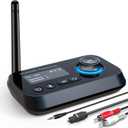 Bluetooth Transmitter Receiver 3-in-1 Bluetooth 5.0 Audio Adapter for 2 Headphones With Bypass Volume Control Low Latency Long Range LCD Display ON/OFF Optical AUX RCA for TV Home Stereo Speaker