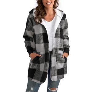 Yanekop Womens Oversized Sherpa Jacket Long Cardigan Sweaters Fuzzy Fleece Jacket Faux Fur Plus Size Coats with Pockets (Gray, L)