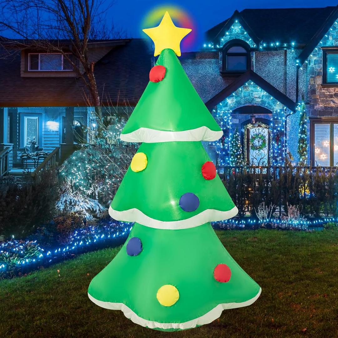 4FT Inflatable Christmas Tree with LED Lights, Blow-Up Christmas Decoration for Indoor/Outdoor Yard, Includes Air Blower, Festive Xmas Decor for Home, Party, Lawn, Easy Setup Christmas Ornament