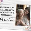 Abuela Grandma Gifts Picture Frame,No Matter How Old a Girl Gets She Never Stops Needing Her Abuela Gifts Wooden Picture Frame