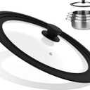 Universal Lid for Pots, Pans and Skillets Vented Tempered Glass with Heat Resistant Silicone Rim, Fits 8 inch, 8.5 inch, 9.5 inch Cookware, Replacement Lid, Black