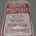 2 Pack Private Property Access Without Permission Prohibited Sign, 12" x 18" Aluminum Private Property Sign Access Without Permission Prohibited, Reflective, UV Protected, Weather Resistant