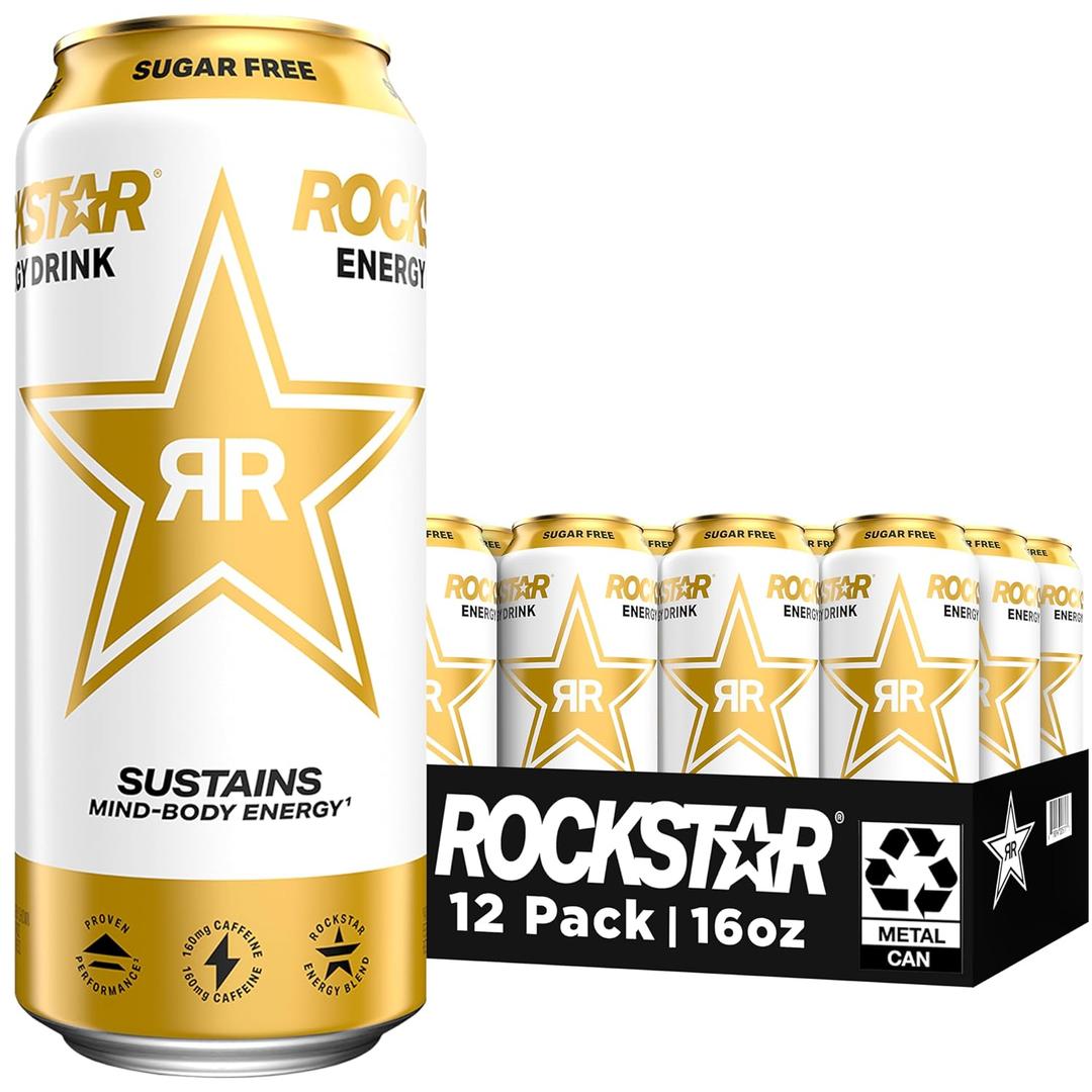 Rockstar Sugar Free Energy Drink, 16 Fl Oz Cans (Pack of 12) (Packaging May Vary), Bb Date: 12/29/2025