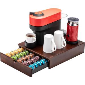 FlagShip Nespresso Vertuo Pod Drawer Storage - Elegant Wood Frame, 50 Pod Capacity