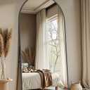 Full Length Mirror with Stand, 82"x44" Arched Full Body Mirror, Large Stand Up Mirrors, Aluminum Frame Floor Standing Mirrors, Freestanding Hanging Leaning Mounted for Bedroom Living Room Black