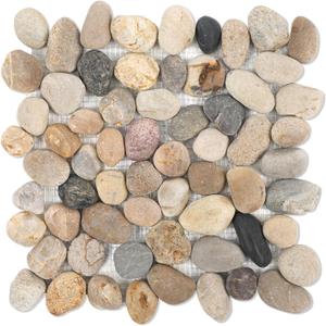 Lovdeco Pebble Tiles for Shower and Bathroom Floor, Tumbled Mix River Rock Pebble Stone Mosaic Tile with Matte Surface, 5 Sheets (12" X 12"), 5 sq.ft