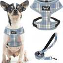 PUPTECK Soft Mesh Dog Harness and Leash Set Pet Puppy Cat Comfort Padded Vest No Pull Harnesses, Sky Blue, XS (XS (NECK: 10", CHEST: 10"-14"))