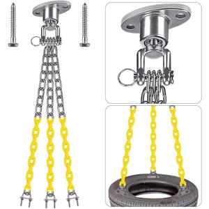 BeneLabel Tire Swing Chains Kit 360 Rotation Heavy Duty Swing Hanger with Coated Chains and Hooks Tire Swings Hardware Chain 700 LB Capacity