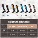 Ski Socks, 2/3 Pairs for Skiing, Snowboarding, Outdoor Sports - Thermal Knee-High Warm Socks for Men, Women, Youth (Large, Blue & Gray)