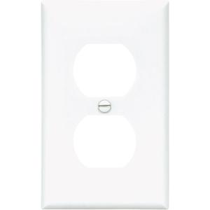 Cooper Wiring Devices 5132W-L Nylon 1-Gang Standard Size Duplex Receptacle Wall Plate, White