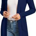 Women's Cardigan Sweaters Long Sleeve Soft Open Front Knit Cardigan with Pockets (Medium, Navy)