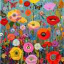 Bgraamiens 1000 Piece Jigsaw Puzzles for Adults  Maximalism Poppies and Butterflies  Bold Floral Arrangement with Vibrant Insects  Challenging Nature-Themed Gift