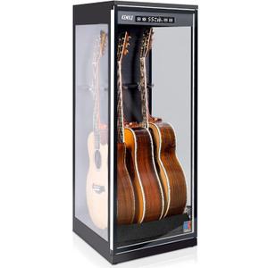 Guitar Display Case with Humidity Control, 270 Tempered Glass for 1-3 Guitars & Ukuleles, Digital Hygrometer, Lockable, 45-60% RH, Small