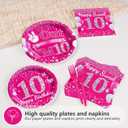 Grencian 96Pcs 10th Birthday Decorations for Girls Hot Pink 10th Birthday Party Plates Disposable Double Digits Paper Tableware for Girl 10 Year Old Happy Birth-day Party Supplies, Serves 24