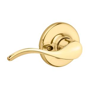 Kwikset Balboa Dummy Door Handle, Single Sided Lever for Closets, French Double Doors, and Pantry, Polished Brass Non-Turning Right Handed Interior Push/Pull Lever