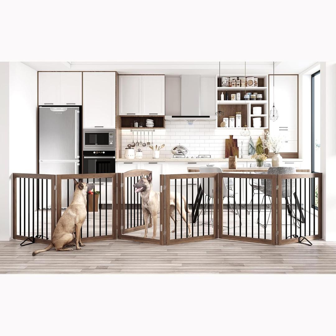 Vantas 144" x 30", No-Assembly Wooden Dog Gate with Door, Brown
Freestanding Stability, Extra Wide, Walk-Through Easy, Easy Storage, Easy to Move, Safety Fence, With Support Feet